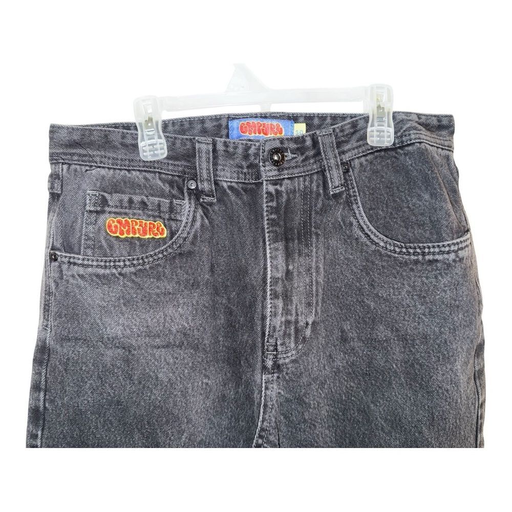 Skate Jeans Black Size 30 Distressed Fringe Raw Edge Early Grunge Style - Picture 7 of 11